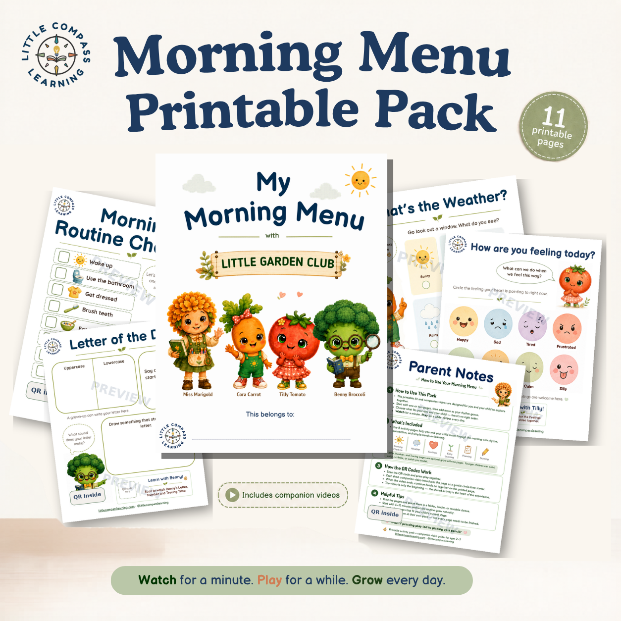 Morning Menu Pack — guided activity pack for children ages 2–5